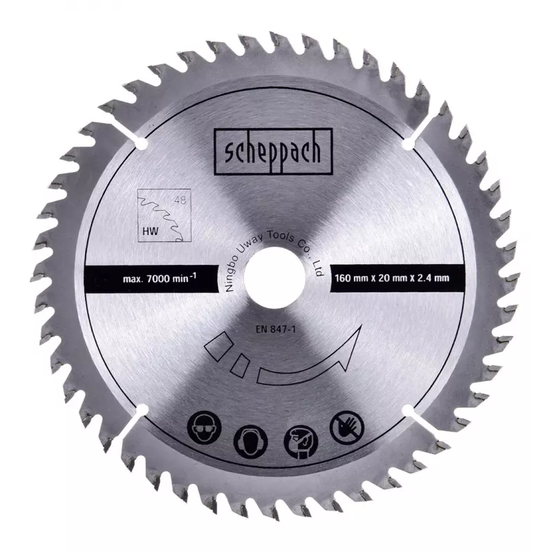 Ketassaag Scheppach PL55, 1200 W, 230 V, tera Ø160 mm, 24T, lõikesügavus 49,5 mm (90°), kalde reguleerimine, puit