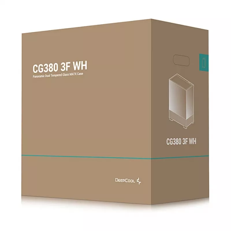 PC Midi Tower korpus DeepCool CG380 3F WH — Valge, 235×437×451 mm, toetab 2,5-tolliseid/3,5-tolliseid, alumine toiteplokk, 3x 120 mm ventilaatorid paigaldatud