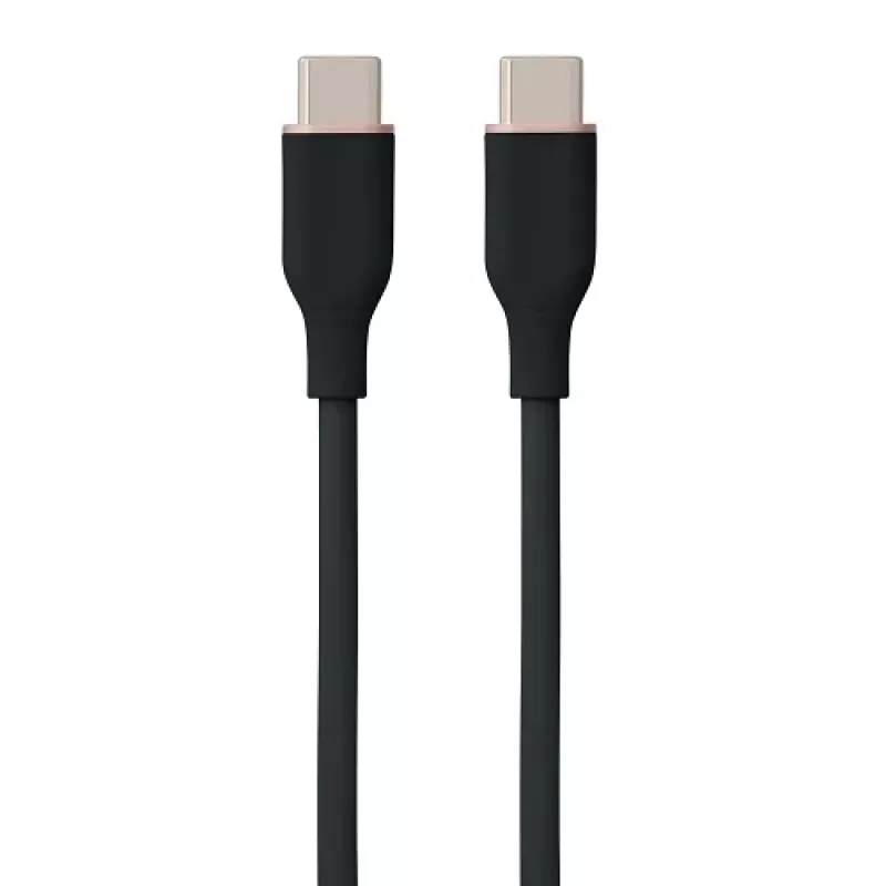 Silicoonkaabel USB Type-C – Type-C, 100W (must, 1 m)