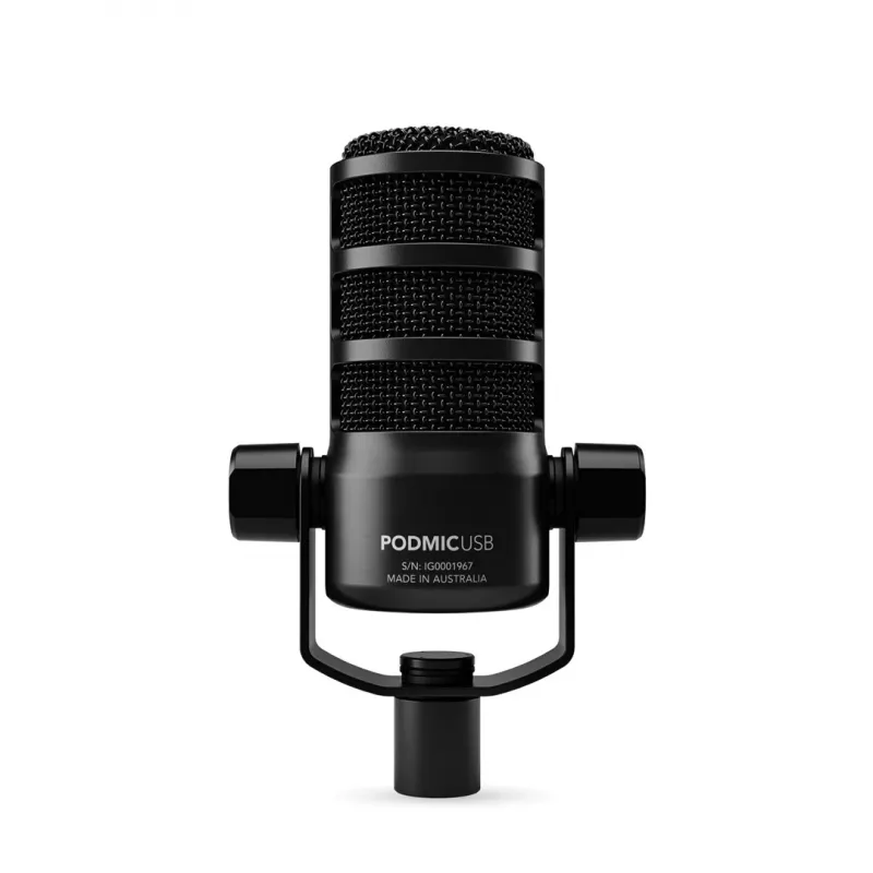 Stuudiomikrofon RØDE PodMic USB — kardioidne XLR/USB, 24-bit/48 kHz, USB-C, kõrvaklapiväljund, pöörlev helitugevus, must