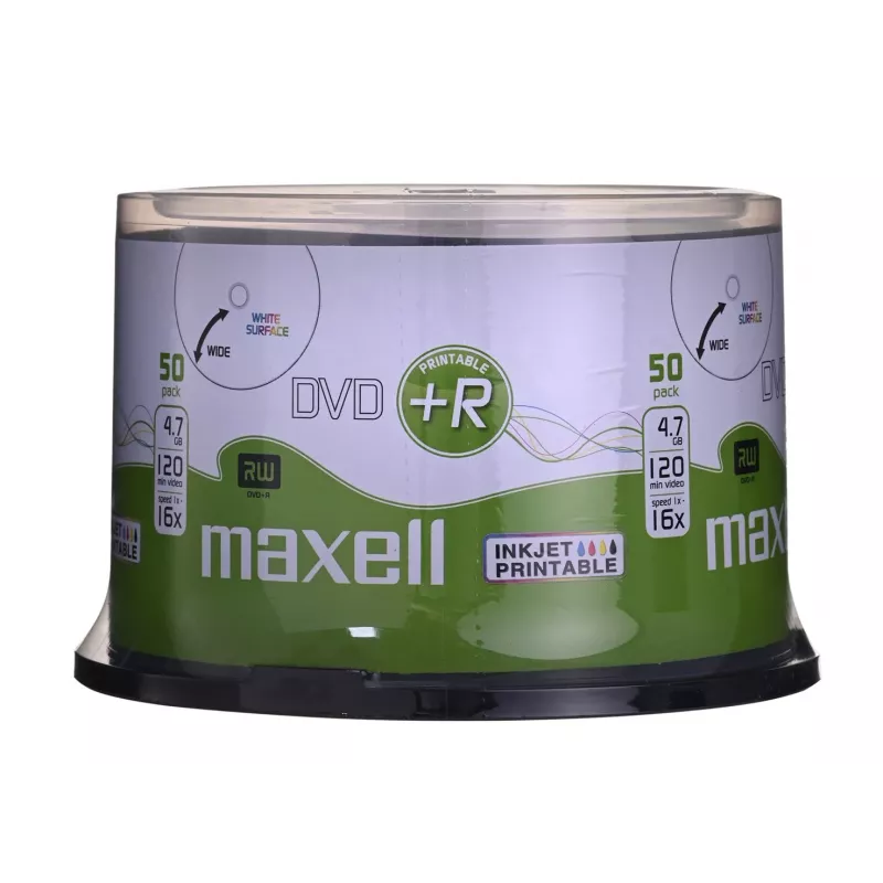 MAXELL DVD+R 4,7 GB 16x 50-pakend prinditav karbis