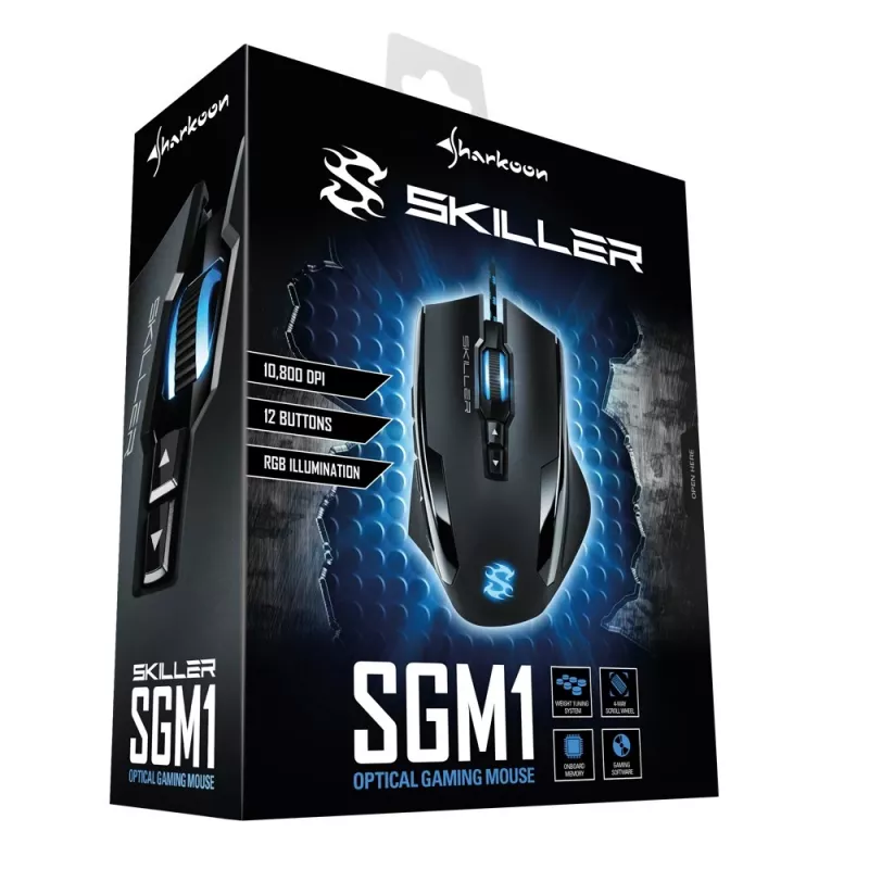 Sharkoon Skiller SGM1 hiir Mängimine Paremakäeline USB Type-A Optiline 10800 DPI