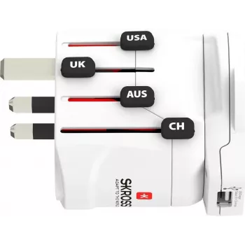 Skross PRO – World & USB Valge universaalne reisiadapter