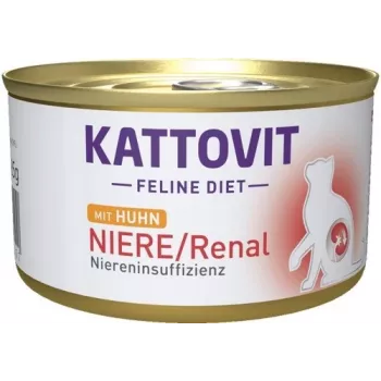 Märg kassitoit KATTOVIT Niere/Renal kana 185 g — veterinaarne neerudieet, täiskasvanud kassidele, 185 g purk