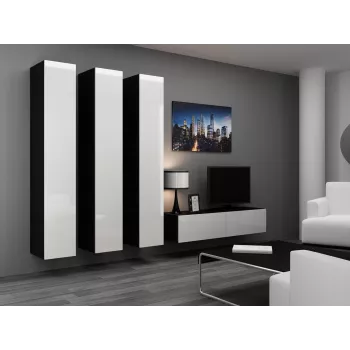 Cama suletud Kapp VIGO '180' 180/40/30 valge/must läikiv