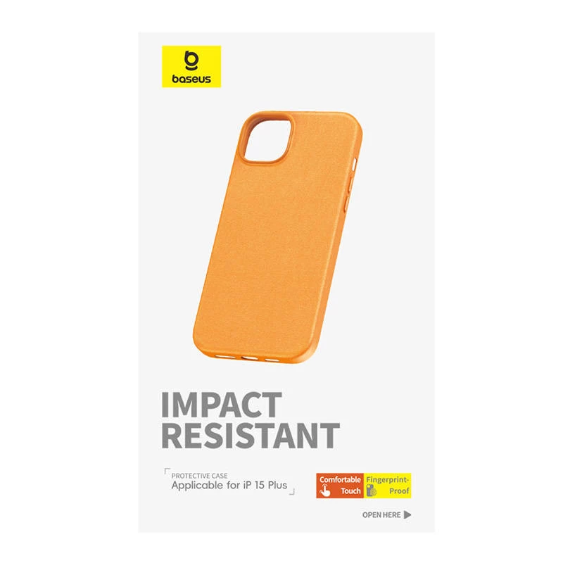 Telefonikate iPhone 15 Plus jaoks Baseus Fauxther seeria (oranž)
