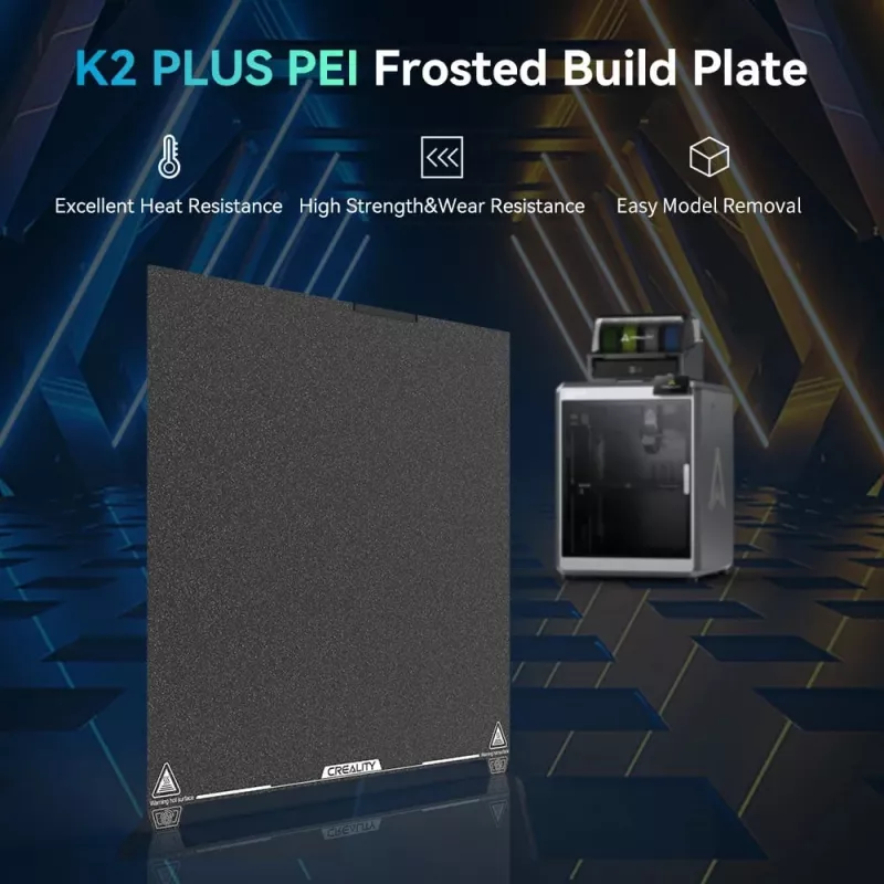 Ehitusplaat Creality K2 Plus PEI Frosteeritud 400×400 mm — vahetatav trükiplaad