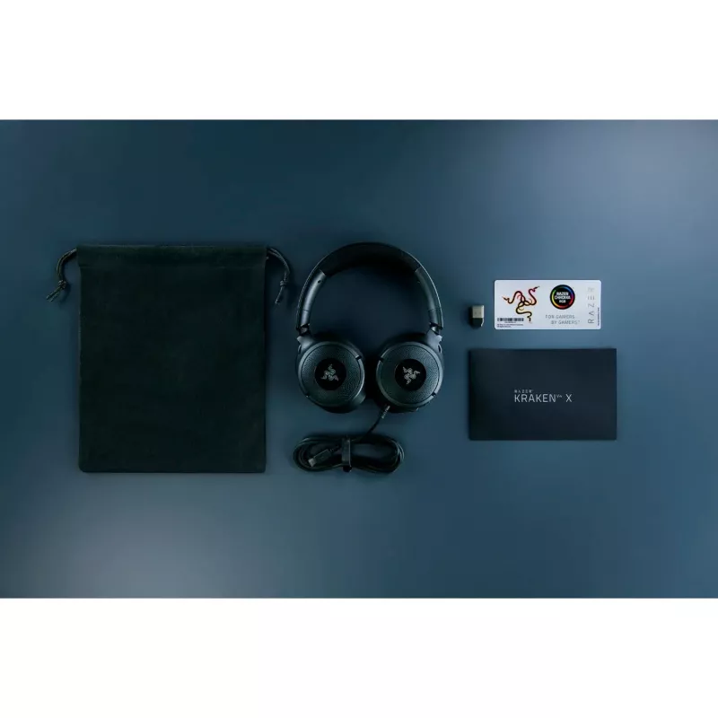 Razer Kraken V4 X - Juhtmega PC-mängude peakomplekt (TriForce 40 mm draiverid, sissetõmmatav kardioidmikrofon, 7.1 ruumiline heli, Chroma RGB arvutile, konsoolile ja telefonile)