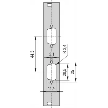 SCHROFF Front Panel SUB-D Ausbruch - TEILFRONTPL.3HE 4TE 2X9 DC (30118336)