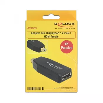 Kaabli üleminekupistik DeLOCK 65583 mini DisplayPort 1.2 HDMI Must