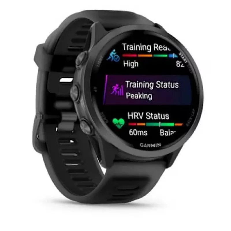 Nutikell GARMIN Forerunner 570 — 47 mm, hall alumiiniumkorpus, poolläbipaistev must silikoonrihm