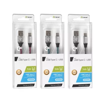 USB 2.0 Type-C isane - isane kaabel 1,0 m must-hõbedane