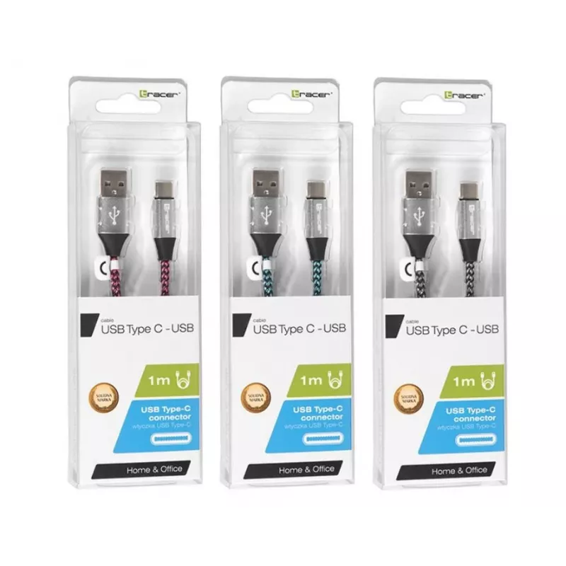 USB 2.0 Type-C isane - isane kaabel 1,0 m must-hõbedane