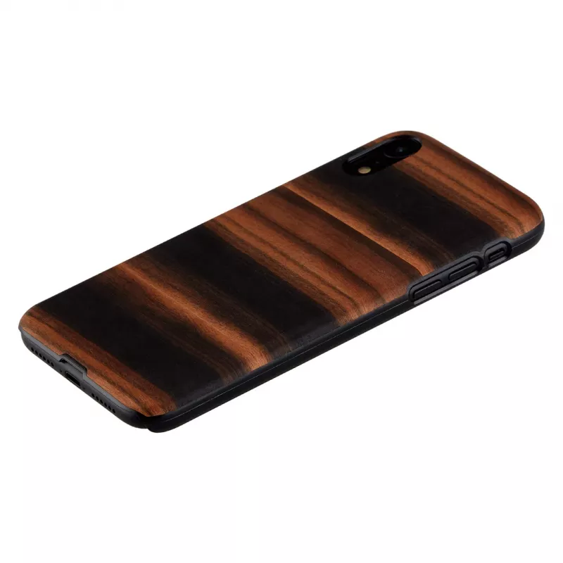 Nutitelefoni ümbris man and wood iPhone XR-ile — eebenmust, kaitsev kõva kest