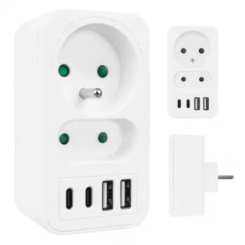 Jagaja MACLEAN MCE249 F/W — 2 voolupesa (16 A + 6 A) ja 4 USB-porti (2× A, 2× C PD 20 W)