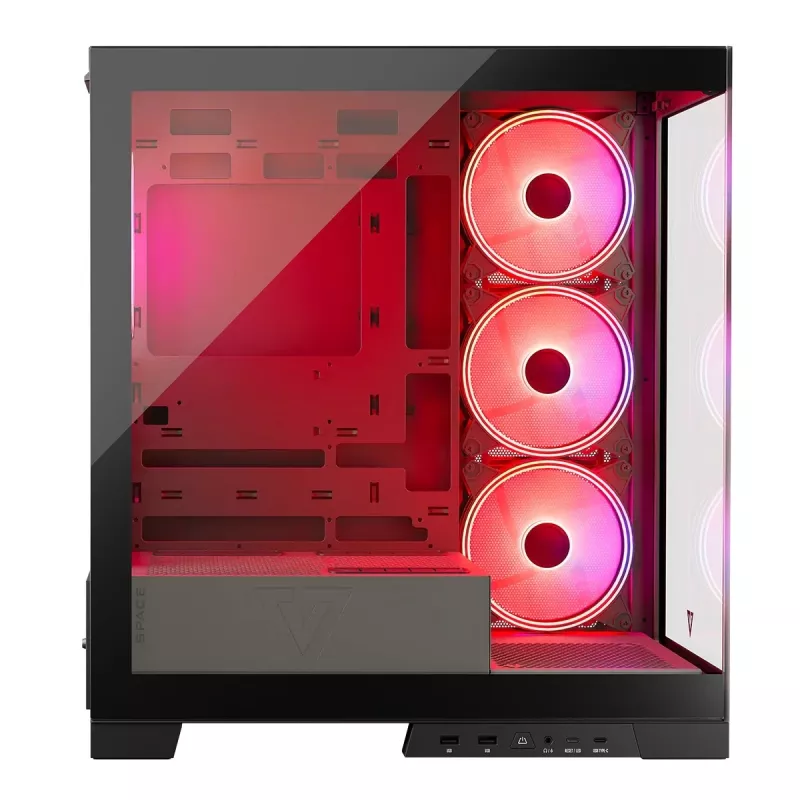 PC-korpus MODECOM Volcano SPACE APEX ARGB Midi Tower, karastatud klaas, USB-C, toetab ATX/microATX/Mini-ITX, GPU kuni 430 mm, CPU jahuti kuni 180 mm