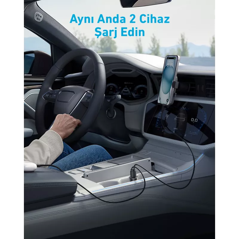 Ankeri autolaadija 30W 2 porti must kiirlaadimine