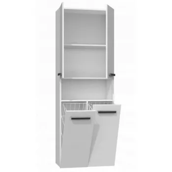 Bathroom storage cabinet top e shop NEL 2K DK BPOŁ — freestanding, 3 shelves, 600×300×1740 mm, Valge