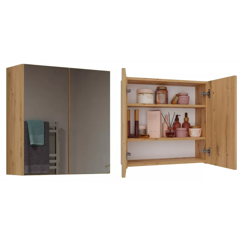 Vannitoa hoiukapp top e shop POLA 2DL ARTISAN — seinale kinnitatav tamm, 600×220×600 mm, 3 riiulit