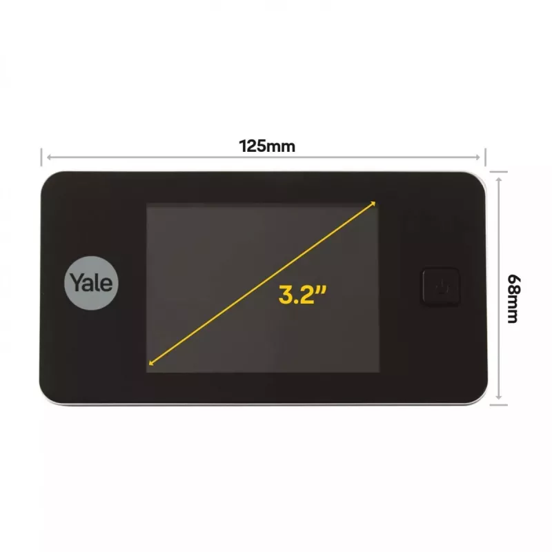 Digitaalne uksevaataja Yale 45-0500-1432-00-6011 — 3,2-tolline LCD, 105° vaatenurk, 110° nurk, must, 2×AAA