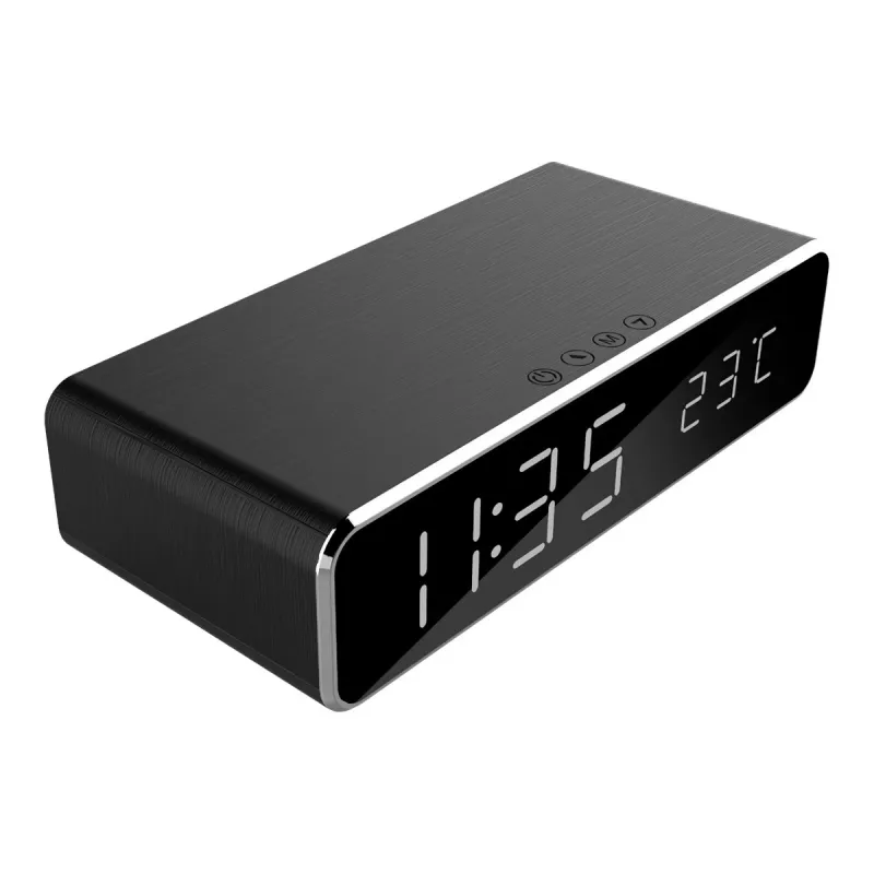 Digitaalne äratuskell GEMBIRD DAC-WPC-01 LCD-ekraaniga, must alumiiniumkorpus, vahelduvvoolutoide