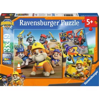Laste puslekomplekt Ravensburger Rubble & Crew töösõidukid — 3 puslet × 49 tükki