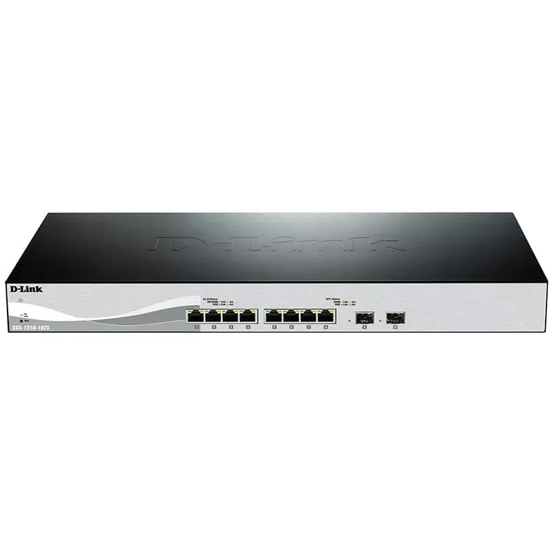 D-Link DXS-1210-10TS Hallatav L2/L3 10G Ethernet (100/1000/10000) 1U Must, Hõbedane