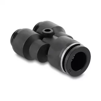 Pneumaatiline Y-ühendus DELOCK 2×8 mm kuni 1×12 mm koos kinnitusavaga, metall/plast, sisekeere, 50,5 mm