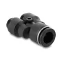 Pneumaatiline Y-ühendus DELOCK 2×8 mm kuni 1×12 mm koos kinnitusavaga, metall/plast, sisekeere, 50,5 mm