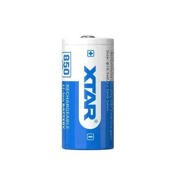 Laetav Liitium-ioon aku XTAR 16340 3,7V 850mAh — 34 mm × 16,5 mm, 1 tk