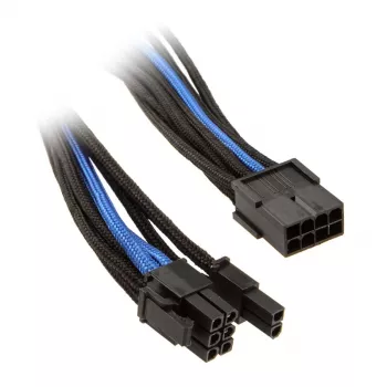 SilverStone PCI-8-Pin to PCIe-6+2-Pin kaabel, 250mm - must/sinine