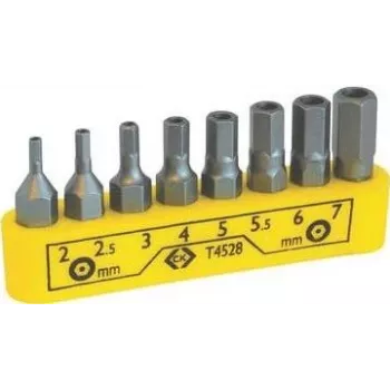 Kuuskantotsakute komplekt c.k tools T4528 — 8-osaline kuuskantotsak kruvikeerajatele ja otsakuhoidikutele