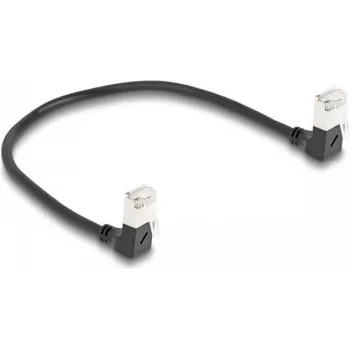 DeLOCK võrgukaabel RJ45 Cat.6A S/FTP õhuke 90° 0,25 m must