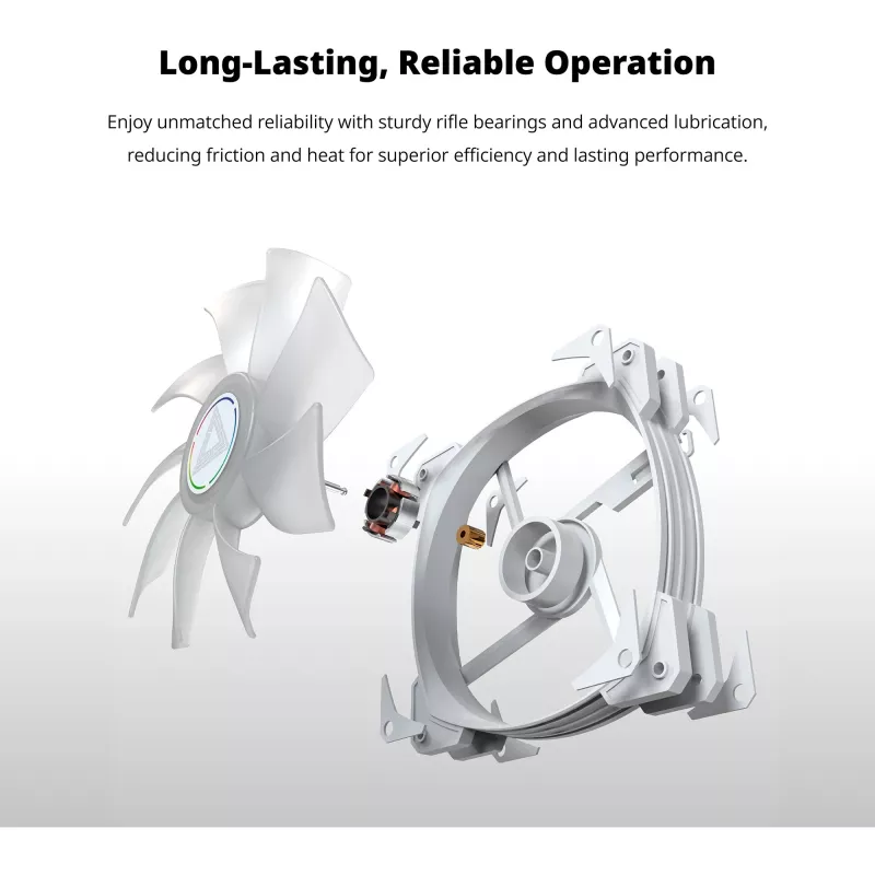 Montech HP140 ARGB PWM 14 cm valge ventilaator Rifle-laagriga