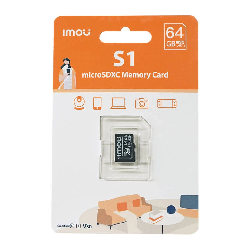 MicroSD mälukaart IMOU ST2-64-S1 64 GB, klass 10, lugemine 95 MB/s, kirjutamine 35 MB/s, U3 V30