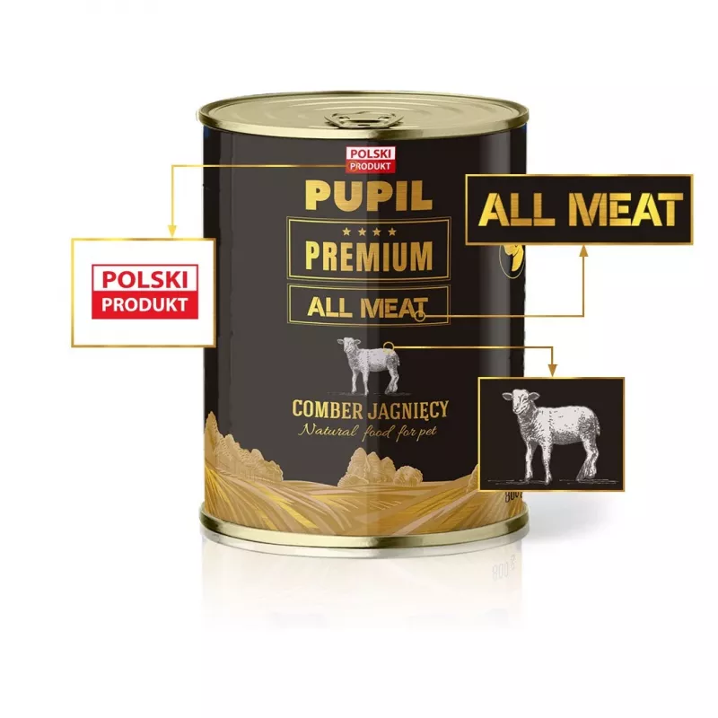 PUPIL Premium All Meat Gold Lambakints – märg koeratoit – 800 g