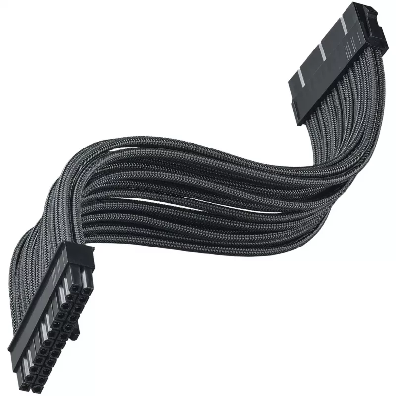 SilverStone PP07E - toitepikenduskaabel - ATX, 24-kontaktiline (emane) kuni ATX, 24-kontaktiline (isane) - 30 cm - must