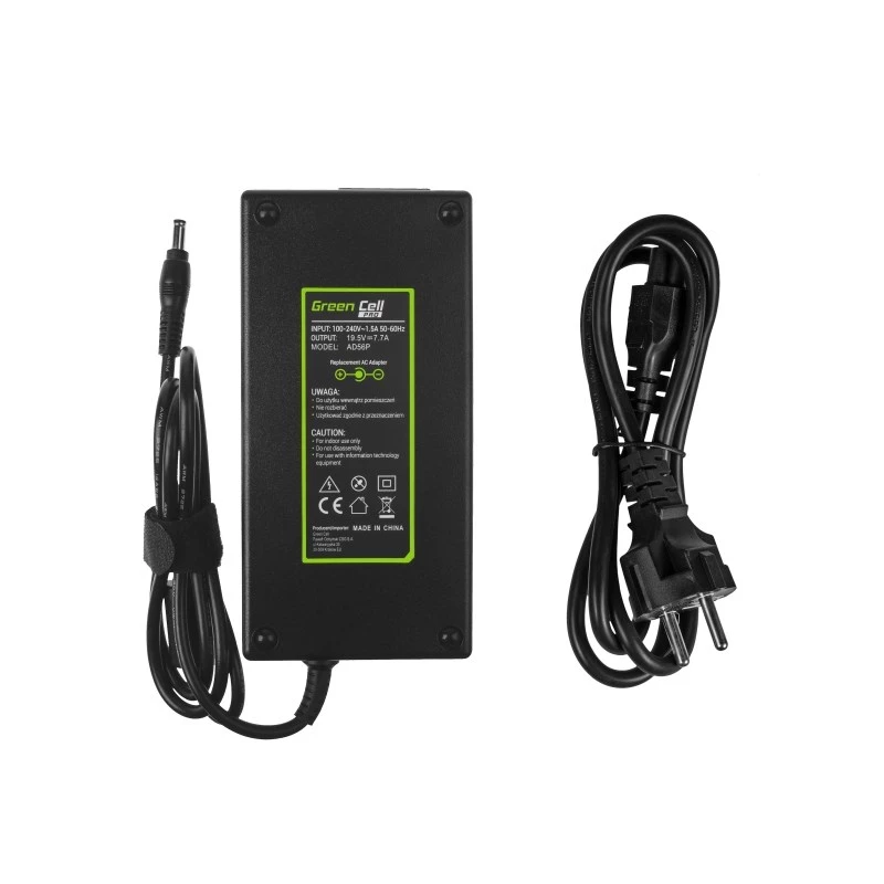 Toiteadapter Green Cell AD56P 150W 19.5V 7.7A ASUS sülearvutitele, siseruumides, must