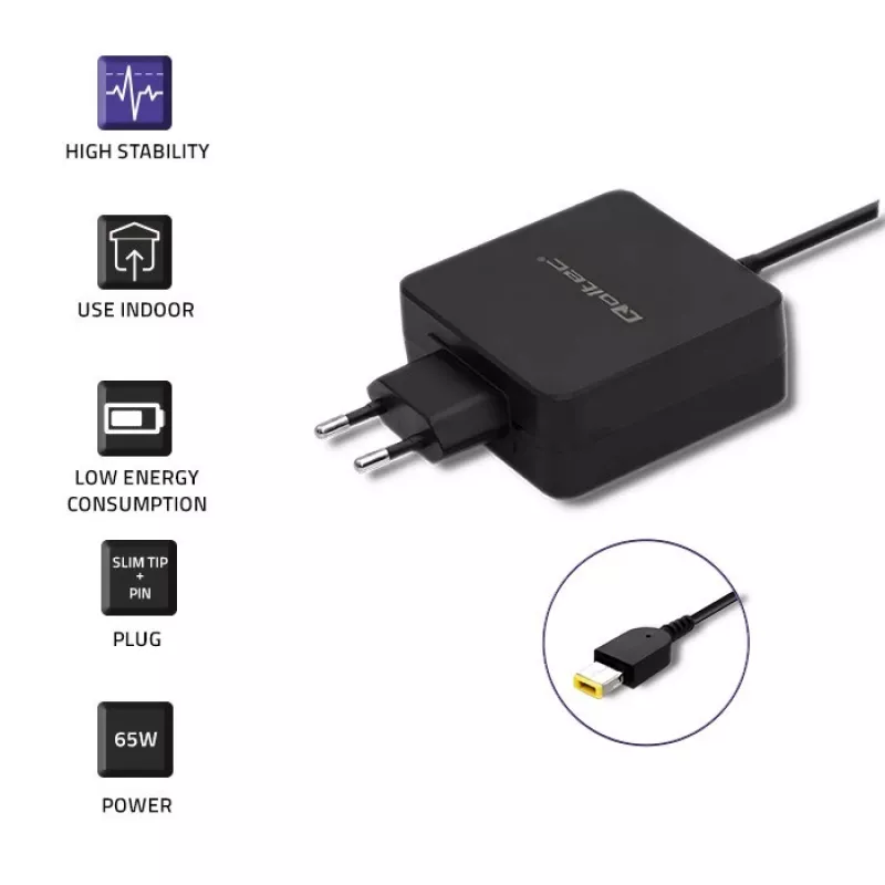 Toiteadapter QOLTEC 51766 65W vahelduv-alalisvool 20V 3.25A IBM/Lenovo jaoks, must, 1.75m kaabel