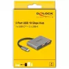 USB-jaotur DELOCK 64337 — USB 3.2 Gen 2 USB-C host, 3 porti (USB-C + 2× Type-A), 10 Gbit/s, hall, metallkorpus