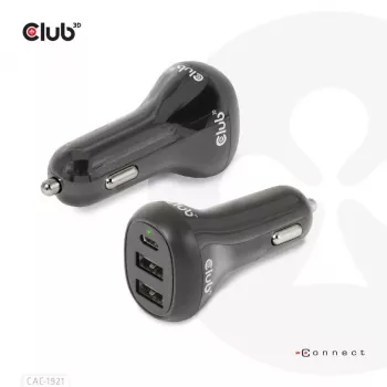 CLUB3D sülearvuti autolaadija 36 Watt, Auto, sigaretisüütaja, 24 V, must