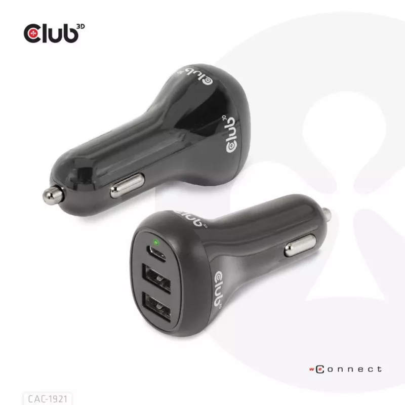 CLUB3D sülearvuti autolaadija 36 Watt, Auto, sigaretisüütaja, 24 V, must