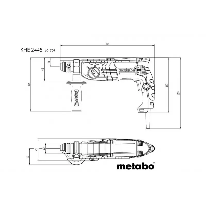 Kombiaamer Metabo KHE 2445 800W 3,2J 3 funktsiooni