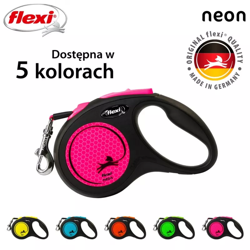 Flexi New Neon S 5 m koera automaatjalutusrihm