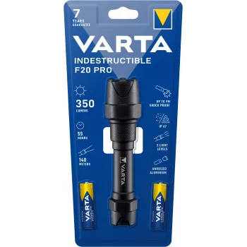 Varta Indestructible F20 Pro - käsilamp - Must - Alumiinium - 9 m - IP67 - LED
