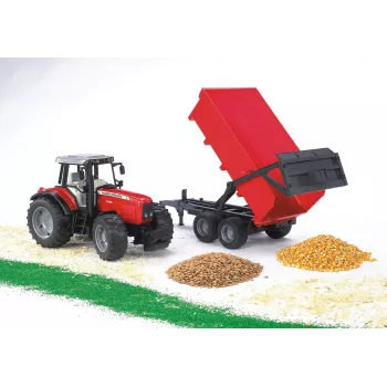 Traktorimudel BRUDER Massey Ferguson 7480 kallutuskärruga