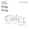 TV-kapp cama meble LUCCA 180x40x59 cm, valge pealispind ja raam, must elektriline kamin