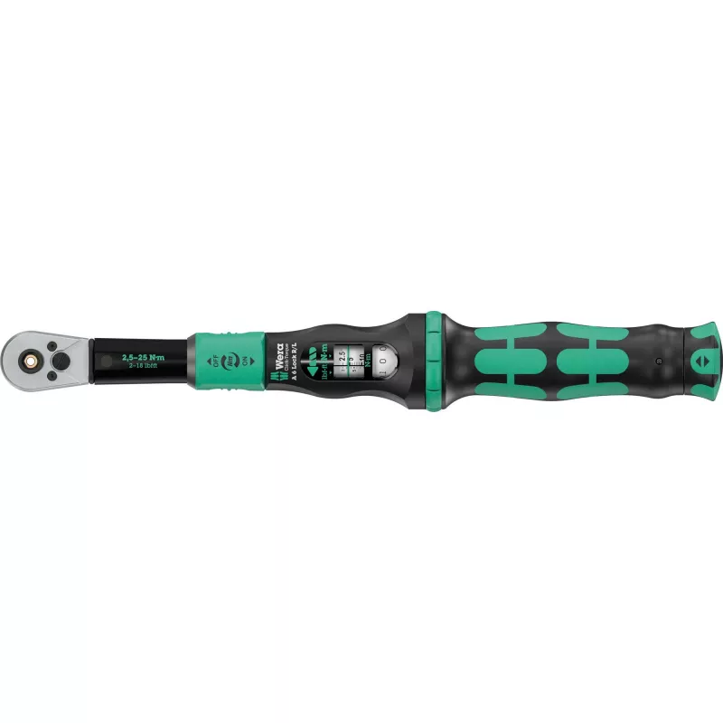 Drehmomentschlüssel mit Durchsteckvierkant Click-Torque Lock A 6 R/L schwarz/grün, Abtrieb 1/4 Bit-Aufnahme, 2,5 bis 25Nm