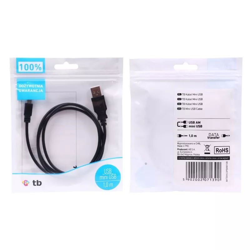 USB-Mini USB kaabel 1 m, must