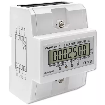 Kolmefaasiline elektrooniline arvesti QOLTEC 50992 400V 100A